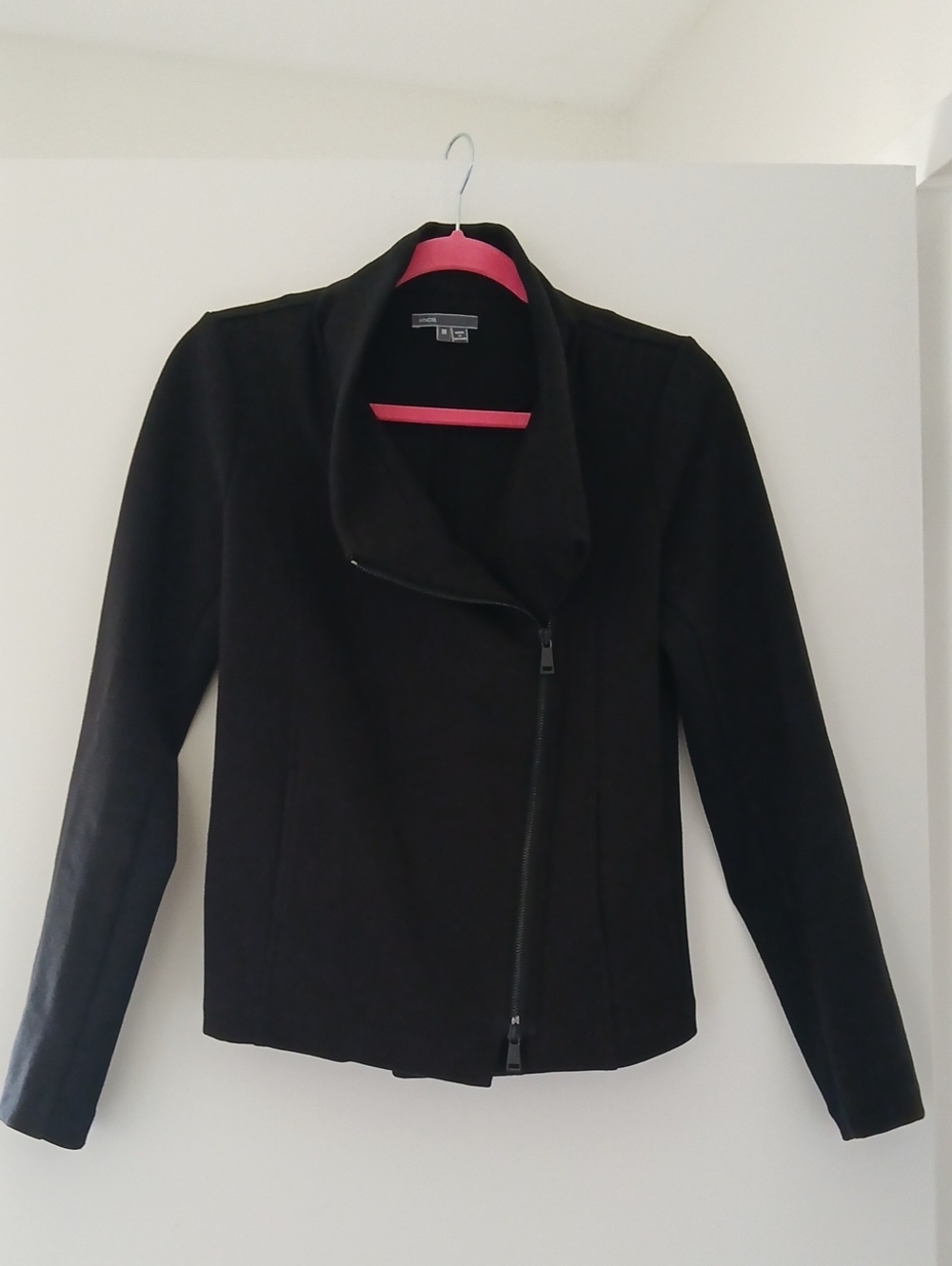 Vince Black Asymmetrical Zip Cotton Jacket Size M Like New